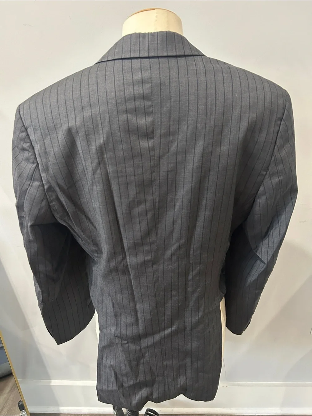 Hugo Boss Cropped Pinstripe Blazer - Charcoal Gray